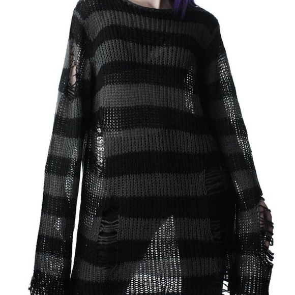 Killstar Sweaters - Killstar Ash Distress Knit Sweater